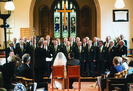 Singing at the wedding of Richard and Alex Pugh in Winsley Bradford on Avon in June 2007